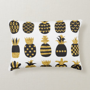 Schwarze Ananas: Einzigartiges Textur-Set Dekokissen