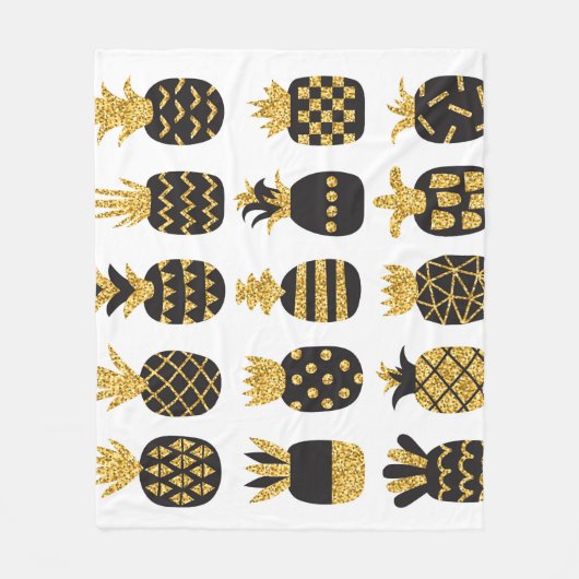 Schwarze Ananas: Einzigartiges Textur-Set Fleecedecke (Vorderseite)