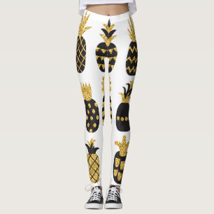 Schwarze Ananas: Einzigartiges texturiertes Set Leggings