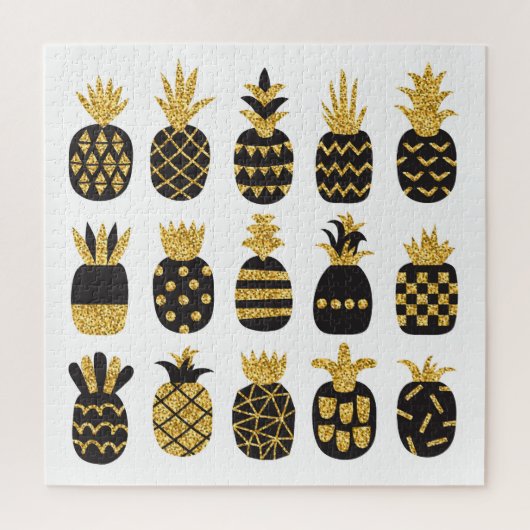 Schwarze Ananas: Einzigartiges texturiertes Set Puzzle (Vertikal)
