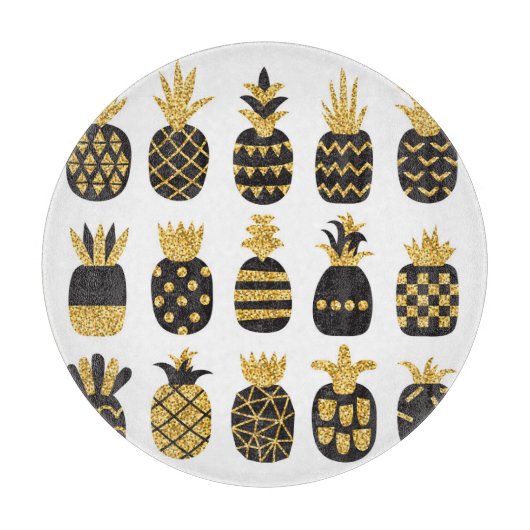 Schwarze Ananas: Einzigartiges texturiertes Set Schneidebrett (Vorderseite)