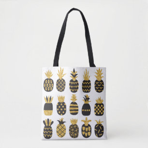 Schwarze Ananas: Einzigartiges texturiertes Set Tasche