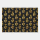 Schwarze Ananas Polka Dots Streifen fest Geschenkpapier Set (Vorderseite)