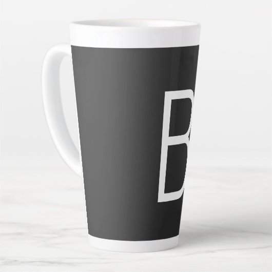 Schwarze Anfangsbuchstaben Monogram modern Milchtasse (Linke Ecke)