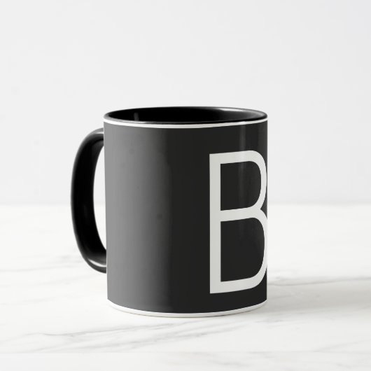 Schwarze Anfangsbuchstaben Monogram modern Tasse (Vorderseite Links)