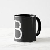 Schwarze Anfangsbuchstaben Monogram modern Tasse (VorderseiteRechts)