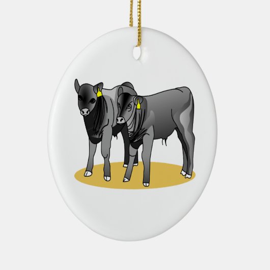 Schwarze Angus-Kälber Keramikornament (Rechts)