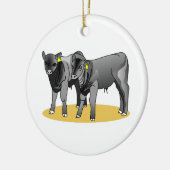 Schwarze Angus-Kälber Keramikornament (Links)
