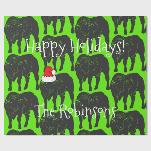 Schwarze Angus-Stiere u. rotes Geschenkpapier (Flach)