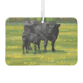 Schwarze Anguskühe und Niedliches Kalb im Sommerwe Autolufterfrischer (Rückseite)
