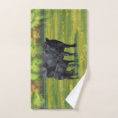 Schwarze Anguskühe und Niedliches Kalb im Sommerwe Badhandtuch Set (Handtuch)
