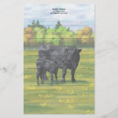 Schwarze Anguskühe und Niedliches Kalb im Sommerwe Briefpapier (Vorderseite)