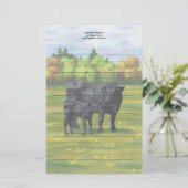 Schwarze Anguskühe und Niedliches Kalb im Sommerwe Briefpapier (Stehend Vorderseite)