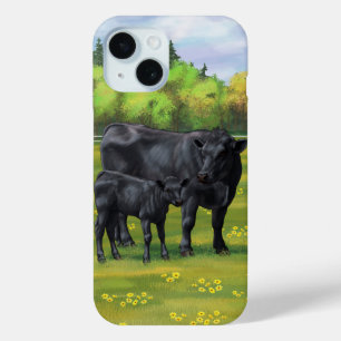Schwarze Anguskühe und Niedliches Kalb im Sommerwe Case-Mate iPhone Hülle