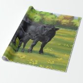 Schwarze Anguskühe und Niedliches Kalb im Sommerwe Geschenkpapier (Ungerollt)