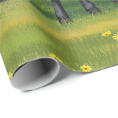 Schwarze Anguskühe und Niedliches Kalb im Sommerwe Geschenkpapier (Rolleneckpunkt)