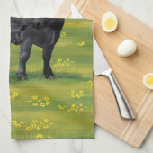 Schwarze Anguskühe und Niedliches Kalb im Sommerwe Geschirrtuch (Viertel Falte)