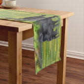 Schwarze Anguskühe und Niedliches Kalb im Sommerwe Kurzer Tischläufer (Beispiel)