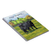 Schwarze Anguskühe und Niedliches Kalb im Sommerwe Notizblock (Rechte Seite)