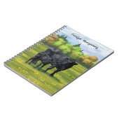 Schwarze Anguskühe und Niedliches Kalb im Sommerwe Notizblock (Linke Seite)