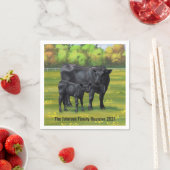 Schwarze Anguskühe und Niedliches Kalb im Sommerwe Serviette (Beispiel)