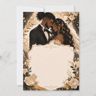 Schwarze Anime-Hochzeitseinladung für Paare Einladung