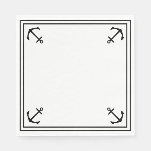 Schwarze Anker auf Weiß Serviette (Vorderseite)