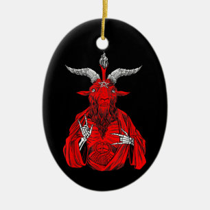 Schwarze Antichrist Ziege Satan Baphomet Keramik Ornament