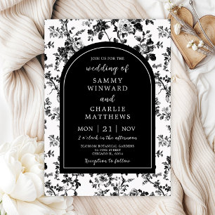 Schwarze Antike Chinoiserie-Hochzeit Einladung