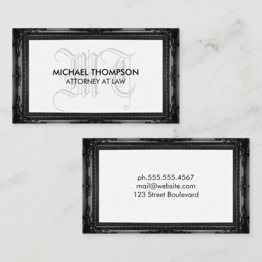 Schwarze Antike Grenze Visitenkarte (Vorne/Hinten)