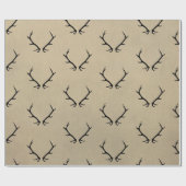 Schwarze Antlers auf Steinboden Geschenkpapier (Flach)