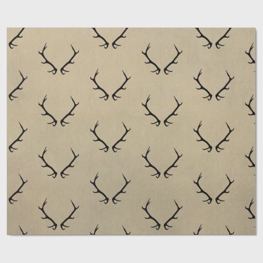 Schwarze Antlers auf Steinboden Geschenkpapier (Flach)
