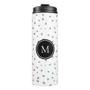 Schwarze Ants Muster Monogram Thermosbecher
