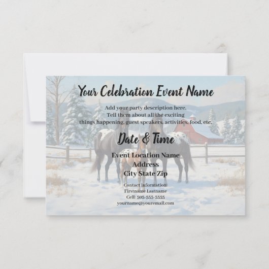Schwarze Appaloosa Pferde auf einem Bauernhof im W Einladung (Rückseite)