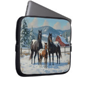 Schwarze Appaloosa Pferde auf einem Bauernhof im W Laptopschutzhülle (Vorne Rechts)