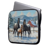 Schwarze Appaloosa Pferde auf einem Bauernhof im W Laptopschutzhülle (Vorderseite Links)