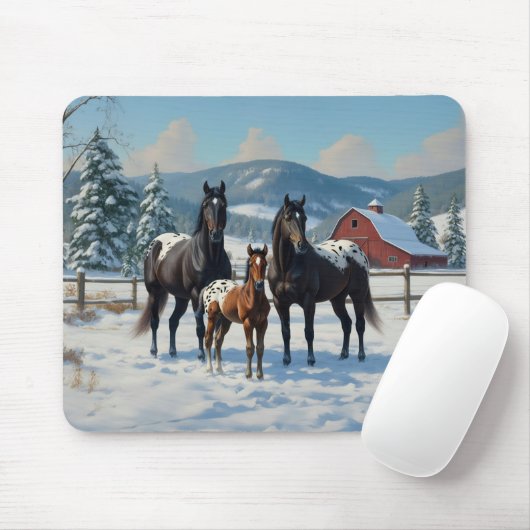 Schwarze Appaloosa Pferde auf einem Bauernhof im W Mousepad (Mit Mouse)