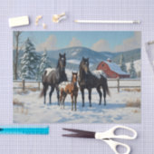 Schwarze Appaloosa Pferde auf einem Bauernhof im W Seidenpapier (Handwerk)