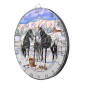 Schwarze Appaloosa Pferde auf einem schneebedeckte Dartscheibe (Vorderseite rechts)