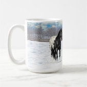 Schwarze Appaloosa Pferde im Schnee Kaffeetasse (Links)