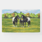 Schwarze Appaloosa Pferde im Sommer Weide Banner (Horizontal)