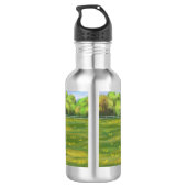 Schwarze Appaloosa Pferde im Sommer Weide Edelstahlflasche (Rückseite)