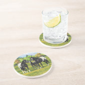 Schwarze Appaloosa Pferde im Sommer Weide Getränkeuntersetzer (Seite)