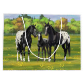 Schwarze Appaloosa Pferde im Sommer Weide Große Geschenktüte (Rückseite)