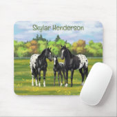 Schwarze Appaloosa Pferde im Sommer Weide Mousepad (Mit Mouse)