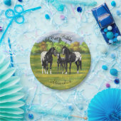 Schwarze Appaloosa Pferde im Sommer Weide Pappteller (Party)