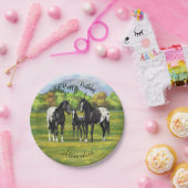 Schwarze Appaloosa Pferde im Sommer Weide Pappteller (Party)