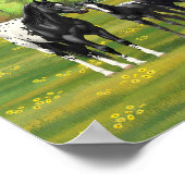 Schwarze Appaloosa Pferde im Sommer Weide Poster (Ecke)