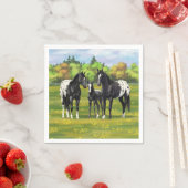 Schwarze Appaloosa Pferde im Sommer Weide Serviette (Beispiel)