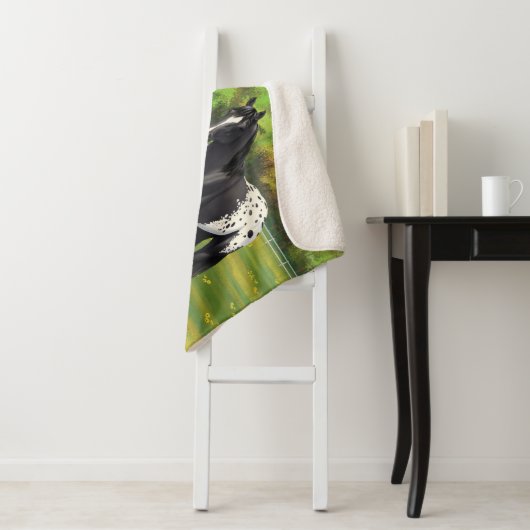 Schwarze Appaloosa Pferde im Sommer Weide Sherpadecke (Beispiel)